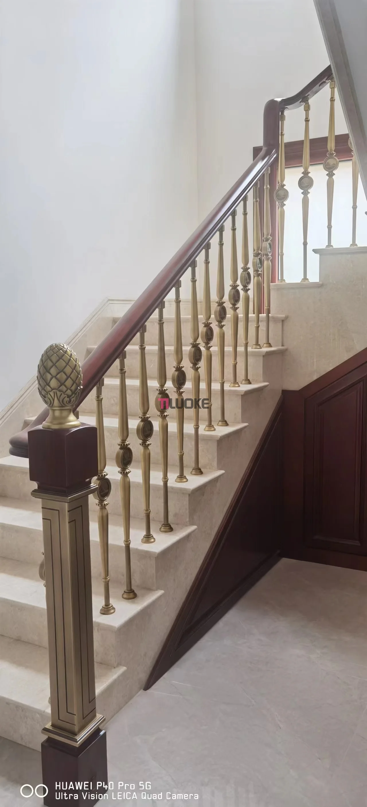 High end brass banister balcony and staircase baluster