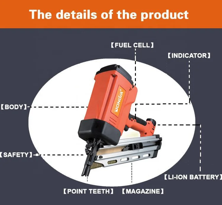 Powerful Industrial Quality 34 Degree Gas Framing Nailer GSN83D
