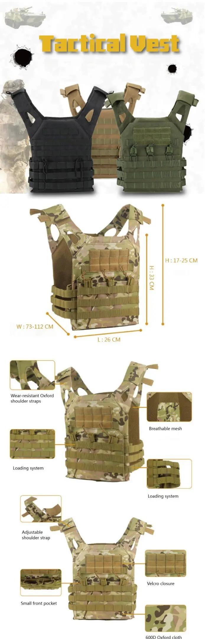 Tactical Gear Acu Cp Camouflage Personal Protective Equipment Jpc Plate Carrier Tactical Vest