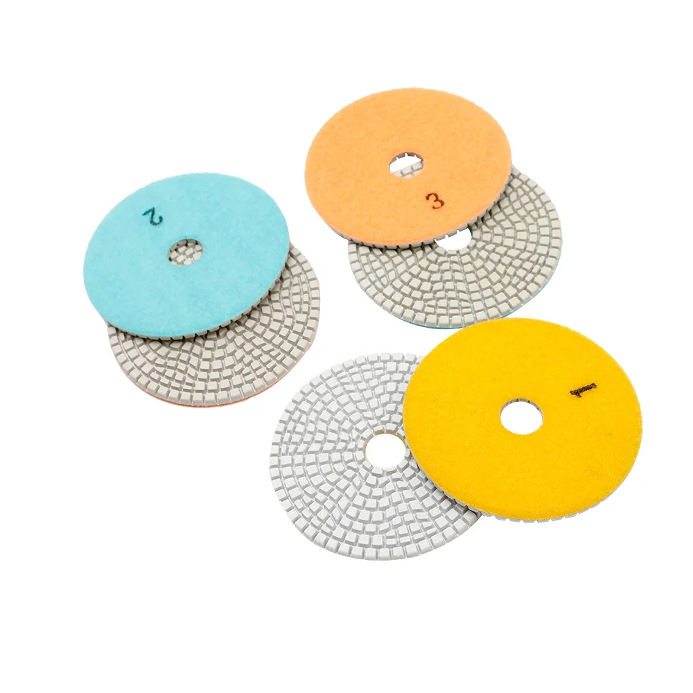 TRUE SHINE 100mm high quality 3 step wet or dry stone sanding pads for granite and marble