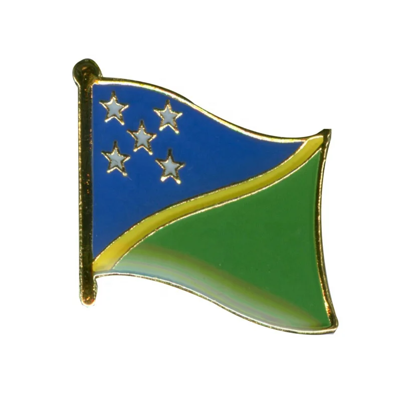 custom Solomon islands enamel flag lapel pin,gold metal flag pin badge with epoxy,national flag pin
