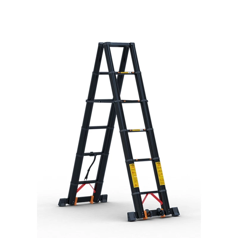 Two side foldable adjustable telescopic folding step ladder Black King Kong herringbone ladder telescopic aluminium ladder