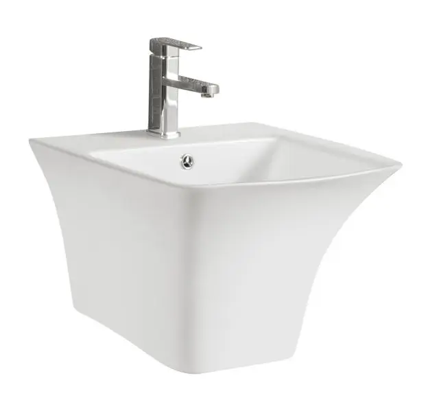 Bathroom Wall Mounted Sanitary Ware Solid Surface Face Shampoo Basin Square Sink