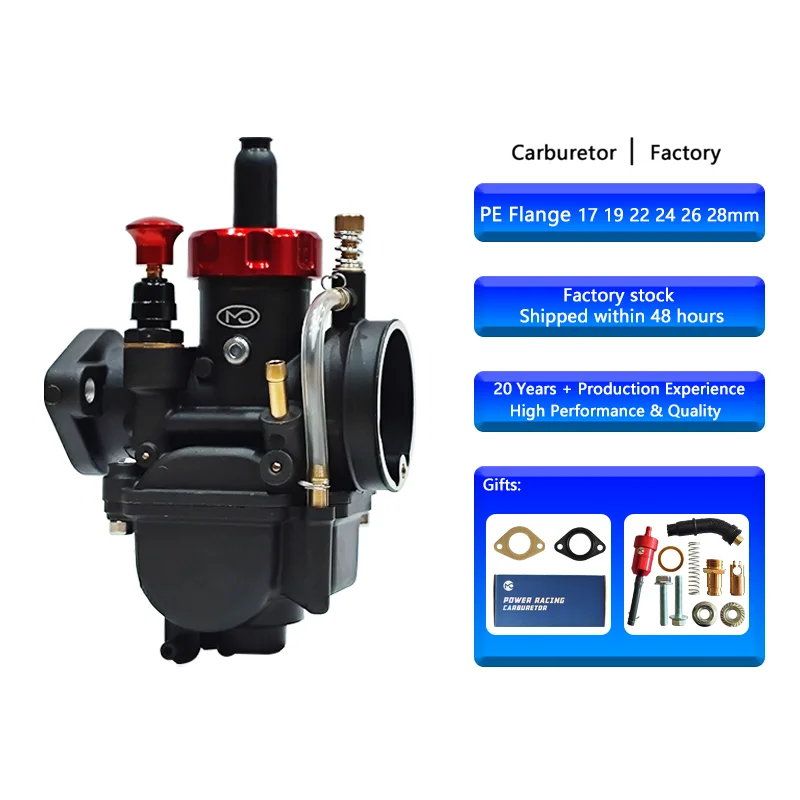PE Carburetor 17 19 22 24 26 28mm Universal Flange Type-B PE Carburetor with Accessories for Yamaha 50-150cc Engine Motorcycle