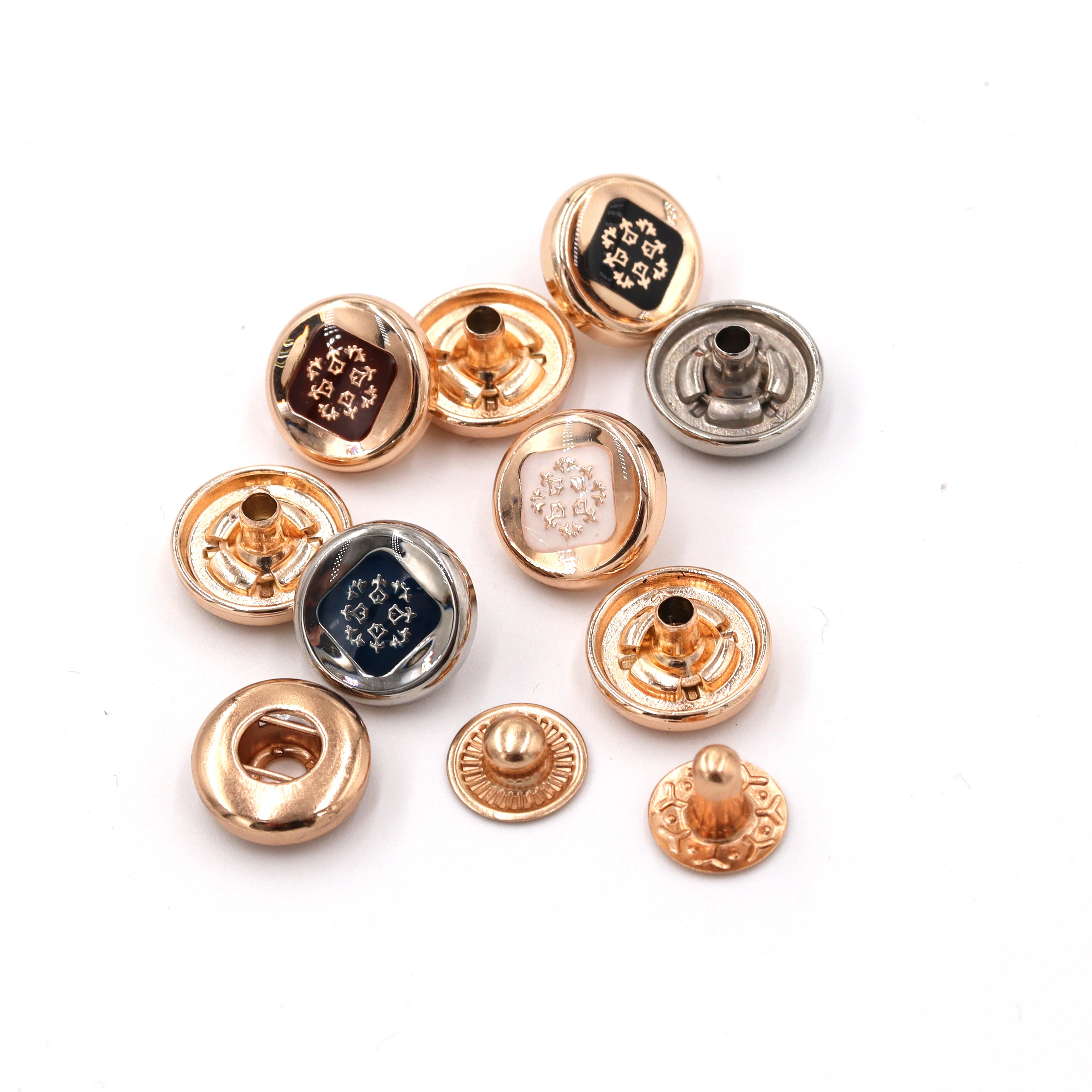 Jinyi Factory 12mm Round Zinc Alloy Button Muslim Garment Thobe Metal Button Logo Custom Snap Fastener Button for Clothes