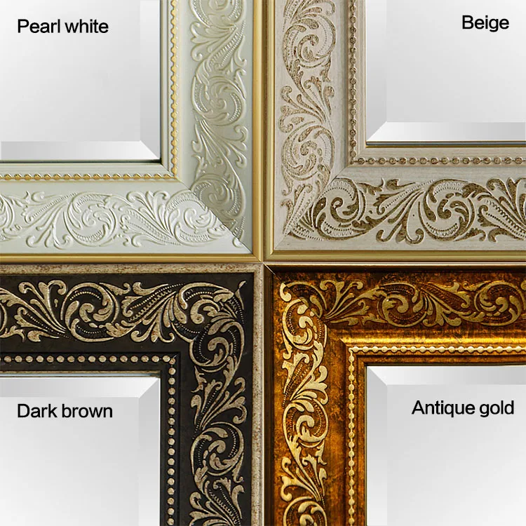 Waterproof European Style Framed Bedroom Wall Mirrors Decorative Silver Large mirrors