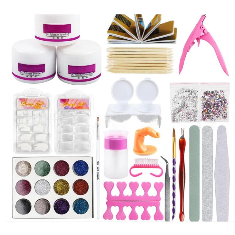 DIY Acrylic Nail Kit Set - with Acrylic Powder Liquid Monomer Glitter Nail Tips Nail Art Kit Professional