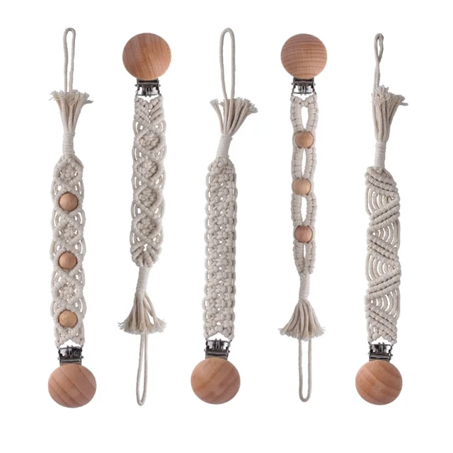 Hand-Made 100% Cotton Fabric Braided Paci Holder Universal Pacifier Holder Leash Soothie Binky Pacifier Clip for Baby Boys Girls