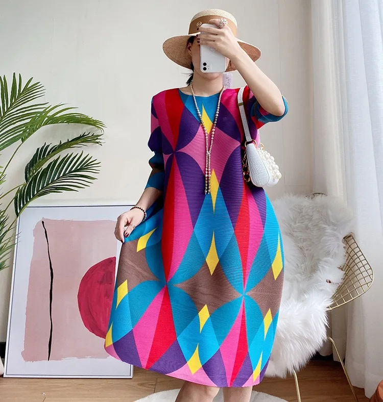 2021 New Trending Geometry Casual Sleeveless plus size women Dress