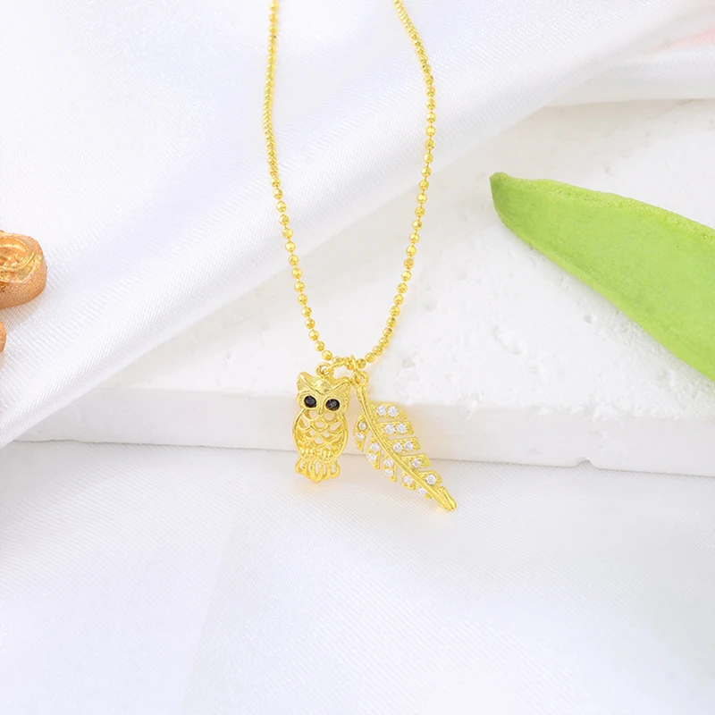 High Quality Metal Chain Elegant Charmed Owl Pendant Gold plated 925 sterling silver jewelry Necklace