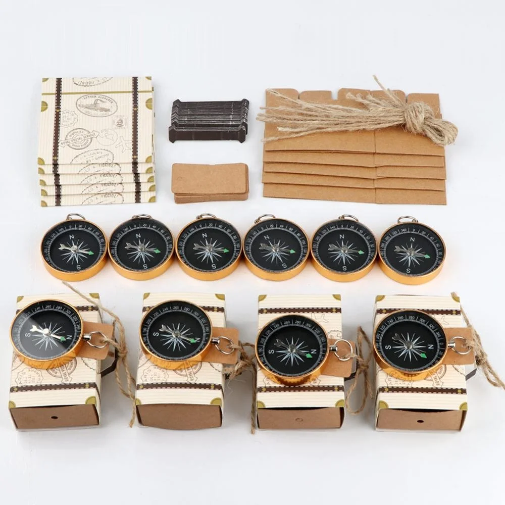 OurWarm Travel Themed Party Favor Decorations 10pcs Wedding Gift Box with Compass Wedding Souvenir for Guest