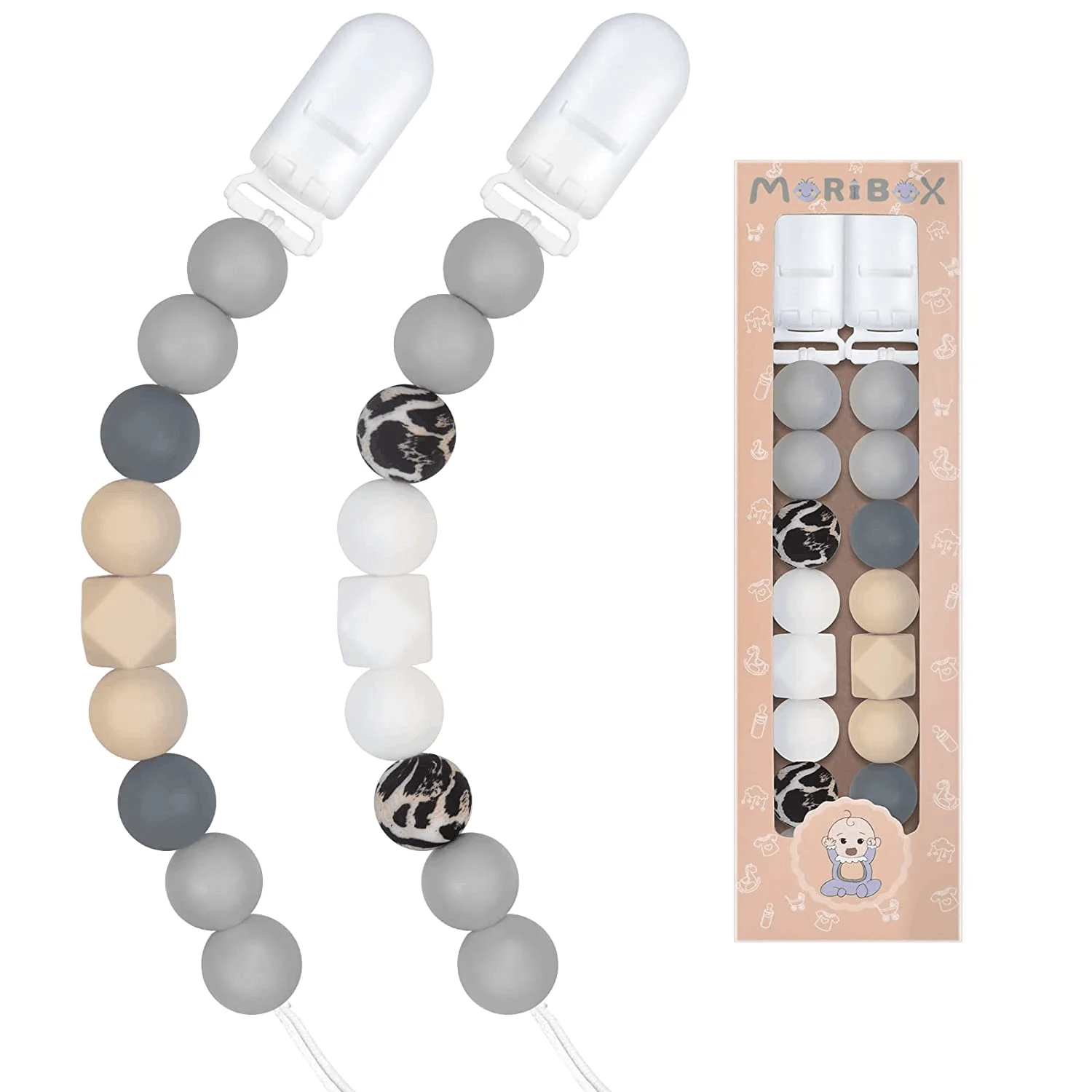 Factory Wholesale Silicone Beaded Baby Pacifier Clip Fall-Proof Infant Teether Feeding Accessories