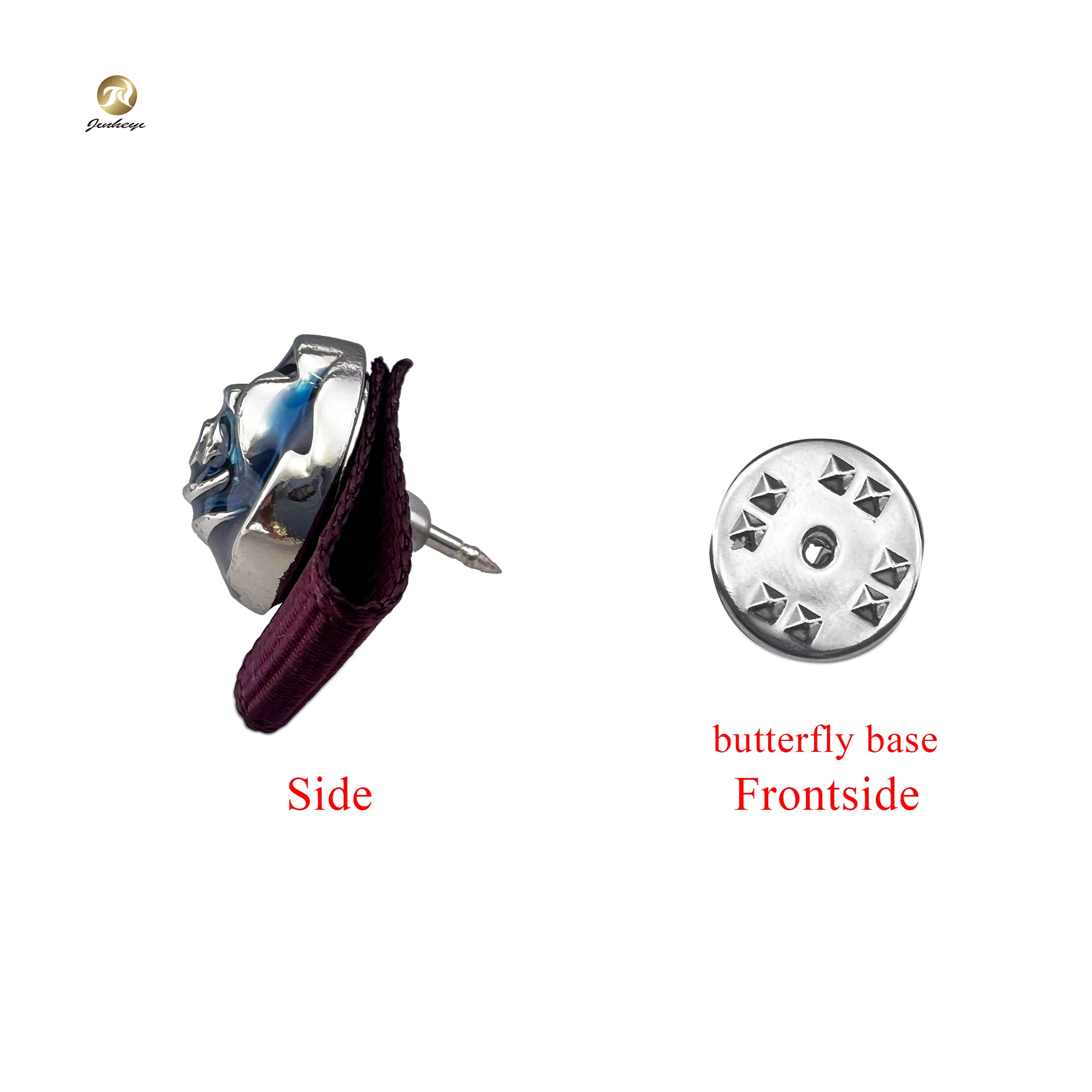 New Design Custom Gold Silver Metal Pin Red Green Enamel Round Rose Pattern Brooch