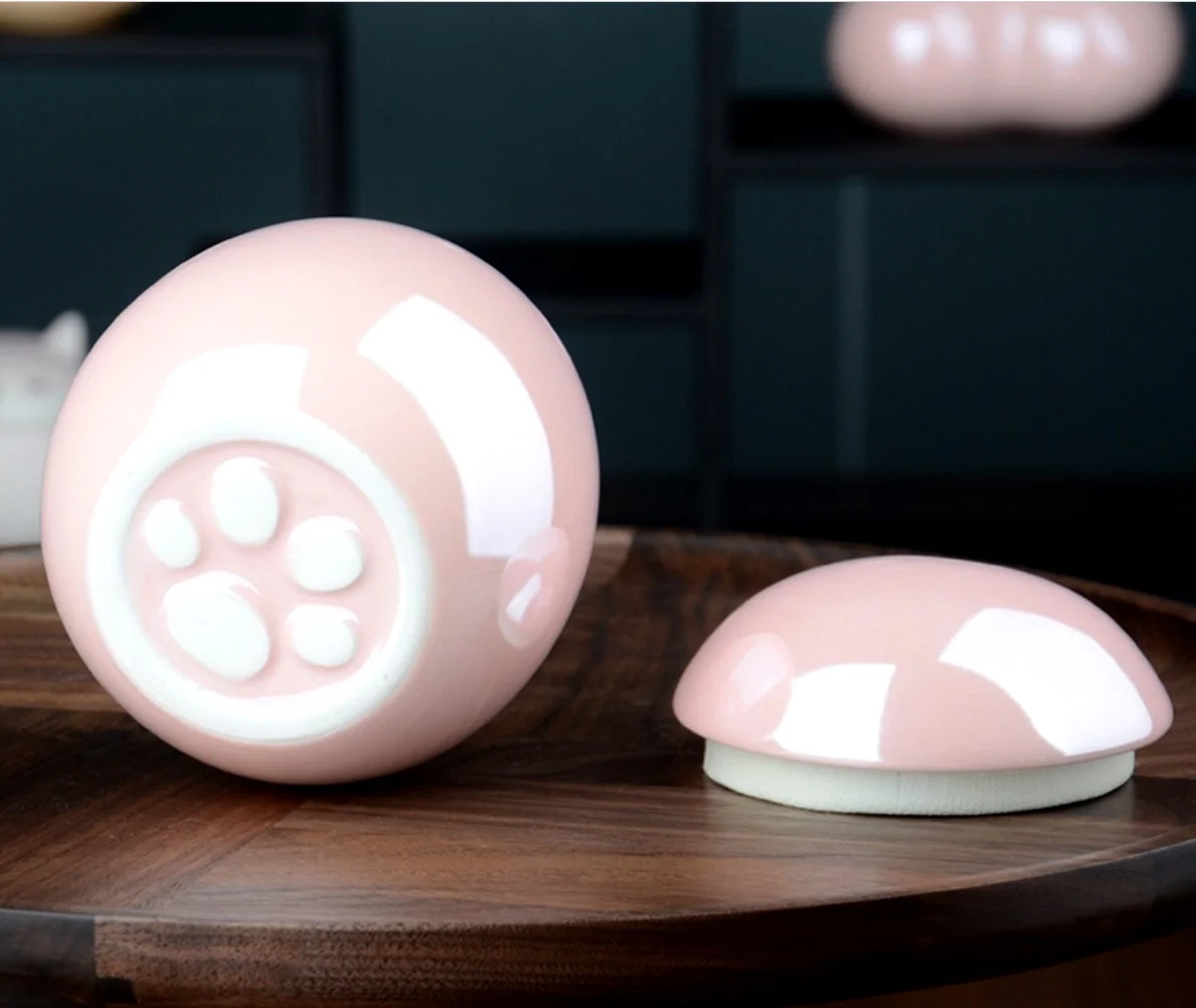 paw print animal ash urn custom handmade hand made ceramic cremation ashes Dog Cat Memorial funeral casket keepsake jar locket