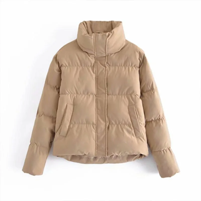 2021 Winter New Korean Solid Color Short Jacket  Warm Zipper Coats For Women