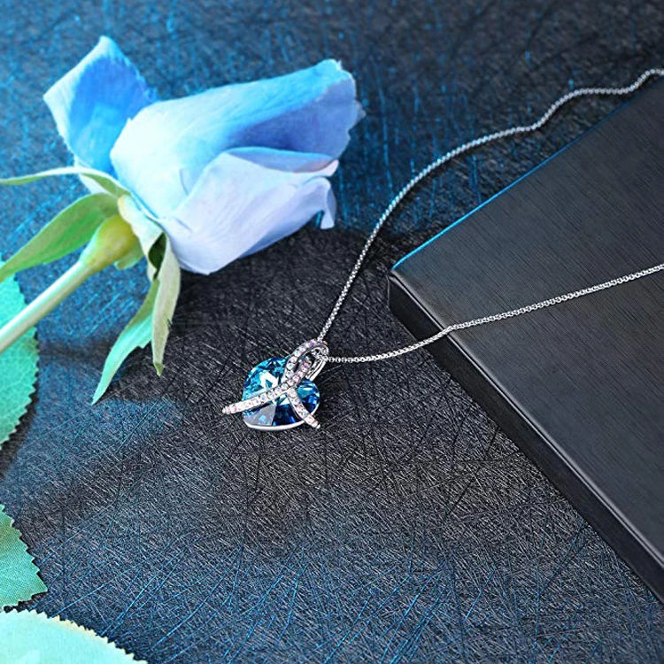 High Quality Love Heart Pendant Necklace Crystals from Austrian Crystal Gift for Women Girls Wedding Birthday Anniversary Gifts