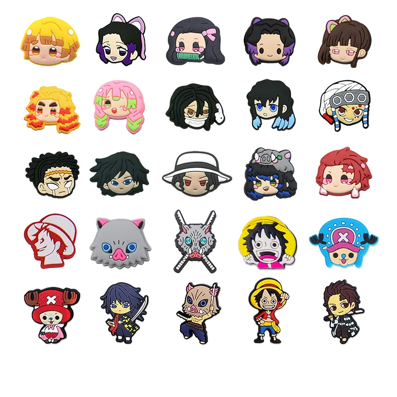 2023 Popular Anime Demon Slayer Characters Shoe Charms for croc shoes Custom DIY Cartoon Designers PVC shoe CharmsDecoration