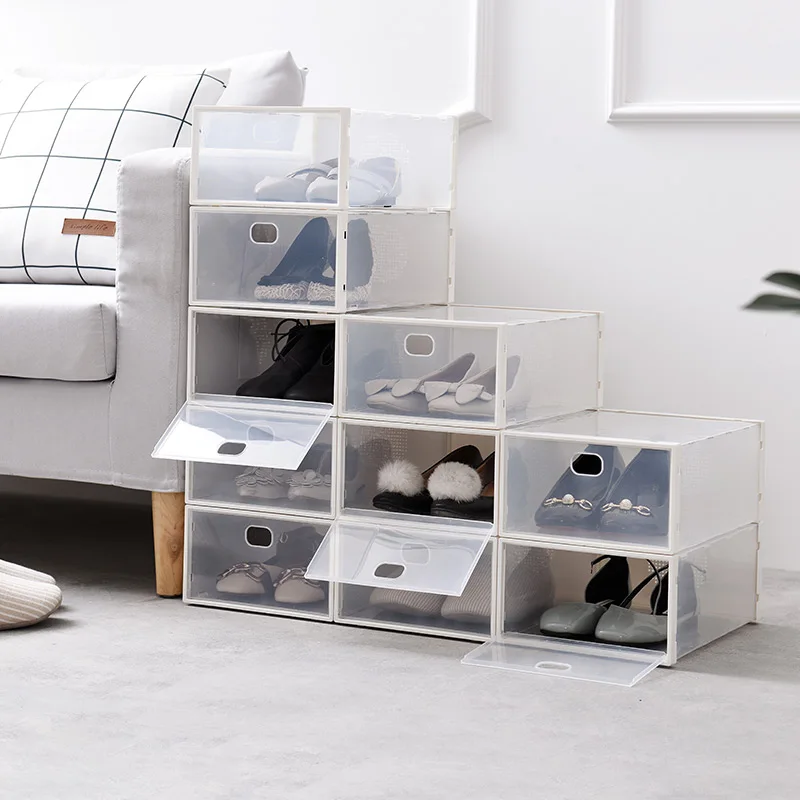 2021 new plastic stackable transparent clear rack box acrylic shoe box packaging giant nike jordan shoe storage box