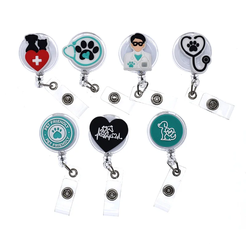 2022 Trending Veterinarian I D Badge Reel Veterinary Badge Reels Diy Retractable Badge Holder Pull Reel