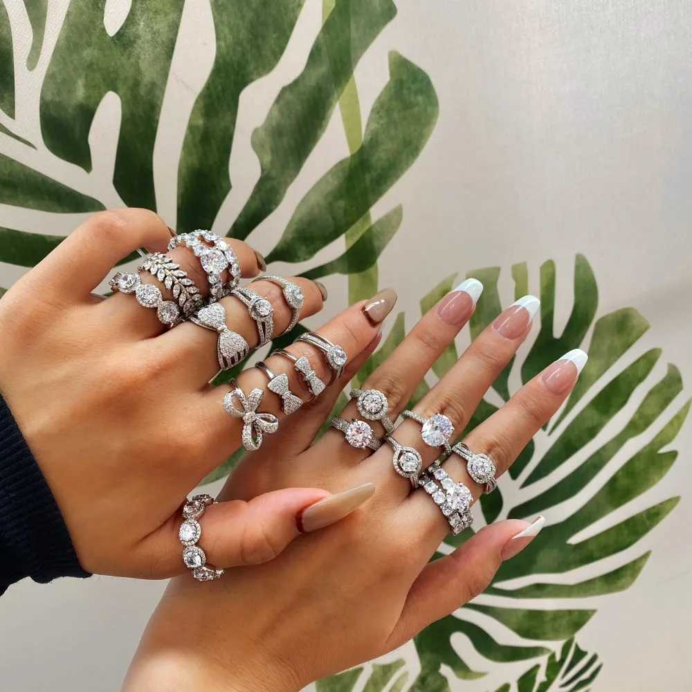 Dylam 925 Sterling Silver Simulated Pear-Shaped Halo Engagement Ring with Main Side Big Stones Promise Bridal Ring