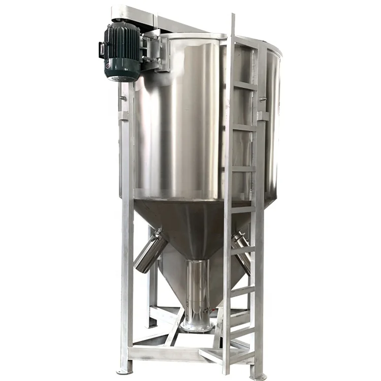 Stainless steel 500kg solid  plastic granular  rubber processing machinery hydraulic vertical mixer
