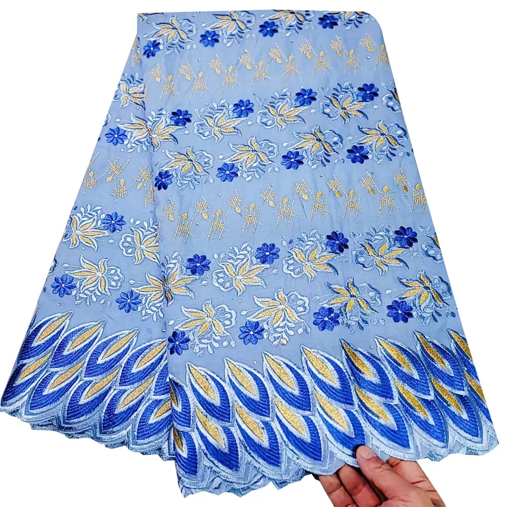 Beautifical African swiss fabric Hot sale 2023 nigerian cotton lace voile fabric for women dress 5yards ML19R657