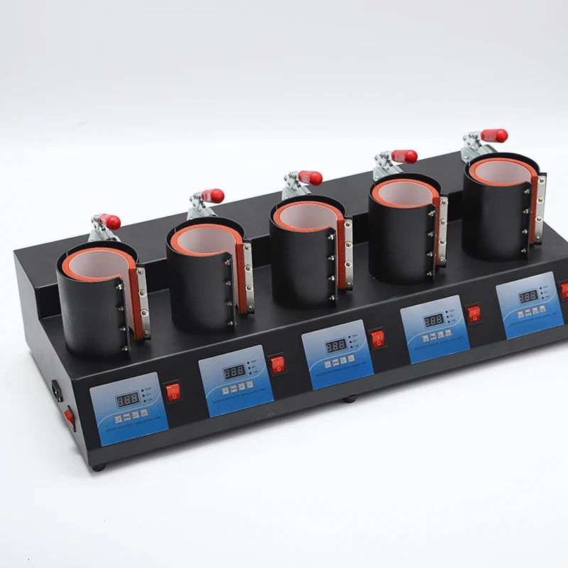 New 5 Control Boxes 5 in 1 Mug Heat Press Machine Digital Mug Printing Machine with Cutter and Tape Dispenser