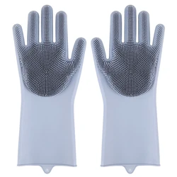 Magic Silicone Dishwashing Scrubber Silicone Dishwashing Gloves Dish Washing Sponge Rubber Scrub Gloves Kitchen Clean Tool Scrub