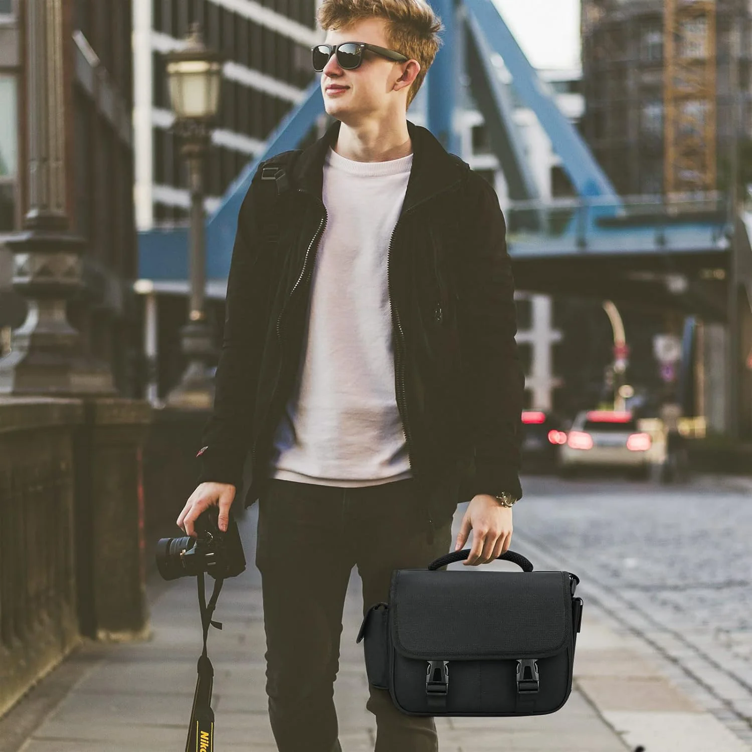 Camera Shoulder Bag Anti-theft Design Camera Case for SLR DSLR  Lenses, Cables, Crossbody Camera Bag For men and women