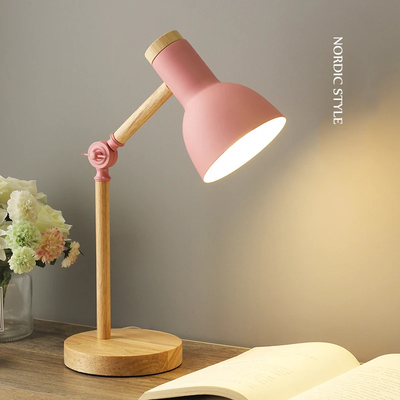 Wooden Art Nordic Table Lamp Folding Simple Eye Protection Reading Desk Lamp