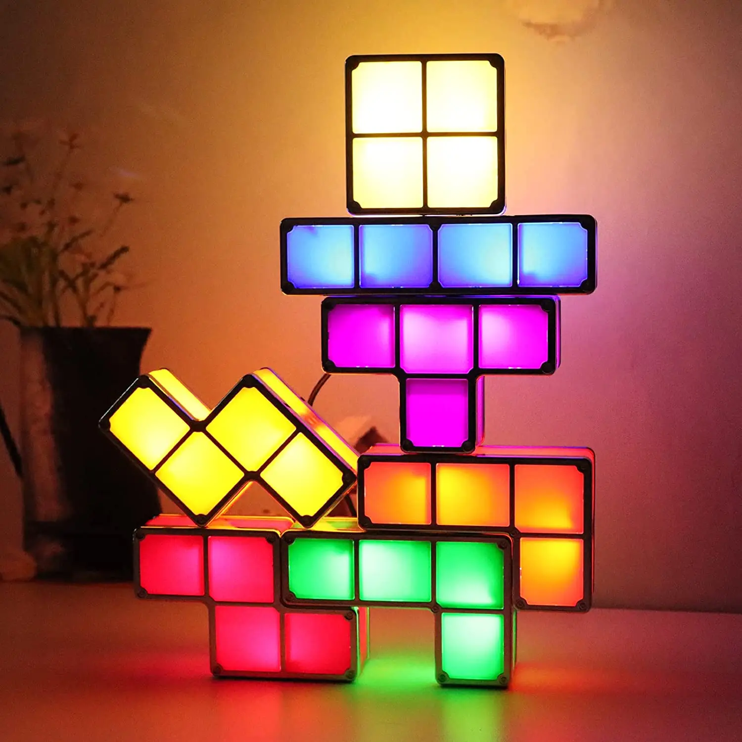 Идеальный подарок 7 видов цветов DIY стекируемые LED 3D Пазлы ночник Индукционная блокируя ночника для детей