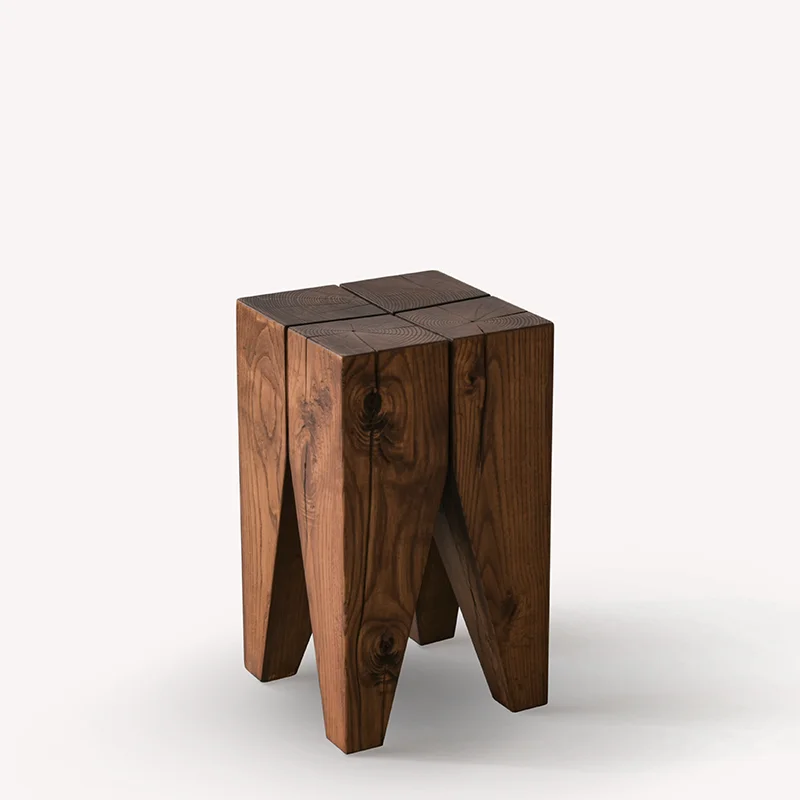 Solid wood pier natural cracking wood creative tea table low stool tree pier home stay quiet wind decorative wooden Dun