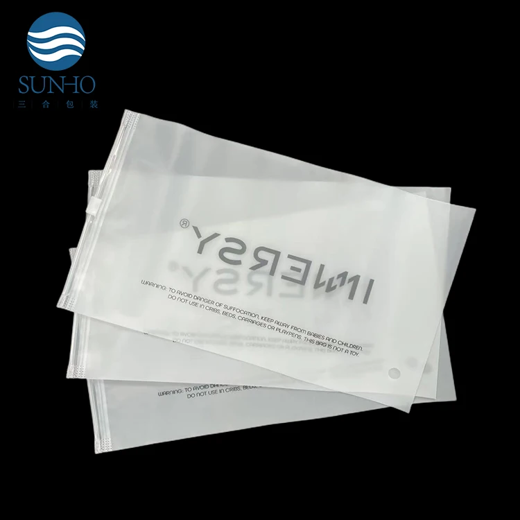 Customized Black Matte Ziplock Bags Plastic Packaging Bags Zipper Hoop Ring Zip Lock For Clothes Packaging With Logo Printed