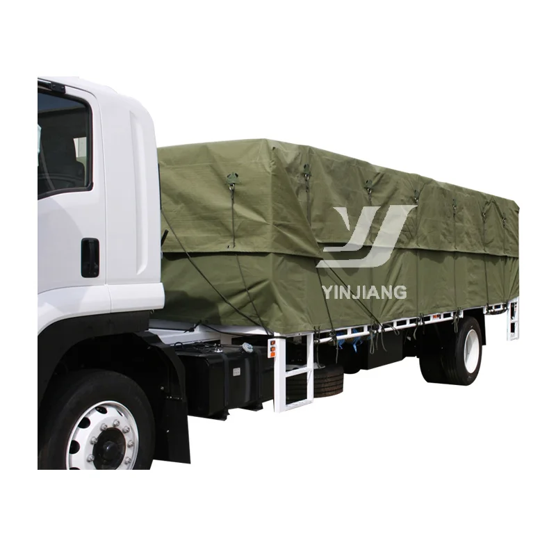 Heavy-Duty Waterproof Yarn-Dyed Cotton Canvas Truck Cover Windproof and Metallic Knitted for Unmatched Durability Protection