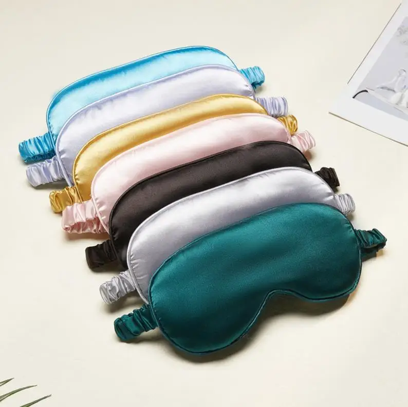 Double Layer Silk Satin Sleep Eye Shade Luxury Customized Soft Travel Unisex Sleeping Eye Mask With Elastic Strap