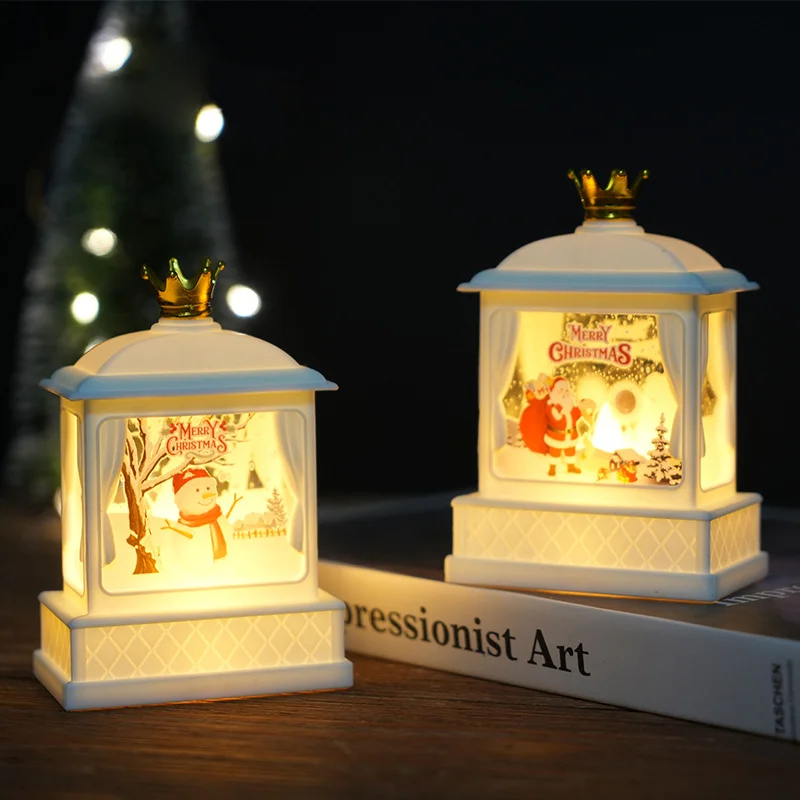 Wholesale Home Christmas Decoration Wind Lantern Led Candlestick Lamp Santa Claus Snowman Elk Night Light  Christmas Ornaments