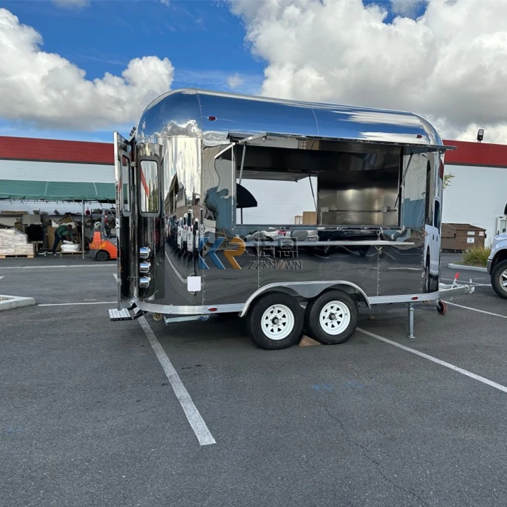 Airstream Mobile Kitchen Food Trailers Fully Equipped Kiosk Mobile Pizza Fast Food Trucks With Full Kitchen For Sale