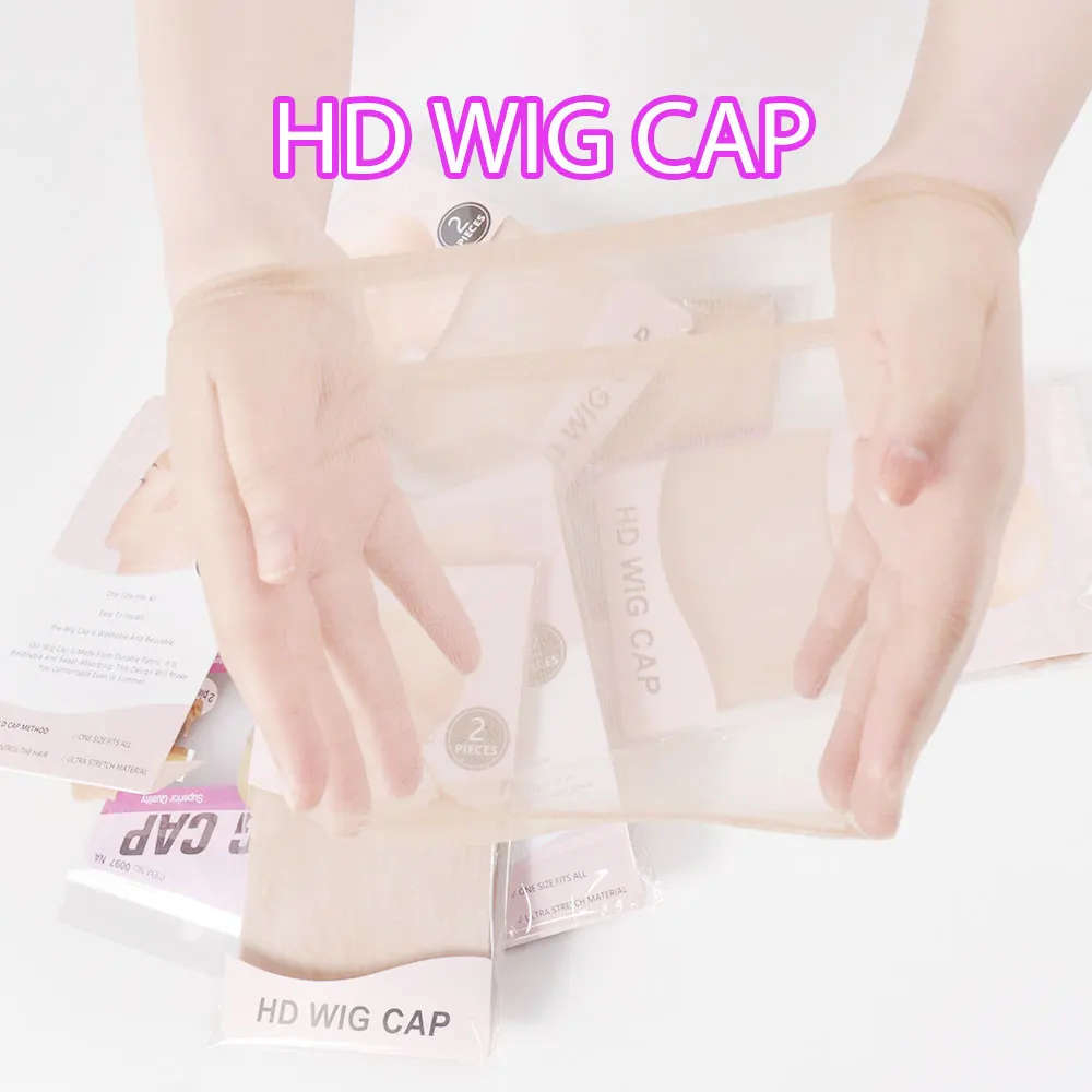OEM Custom Package Invisible Hd Sheer Stocking Cap invisible Sheer Super hd ultra thin HD Wig Cap