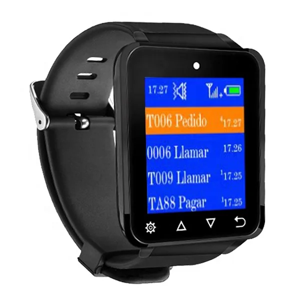 Spanish language touch screen watch pager waiter call button restaurant pager wireless waiter calling system