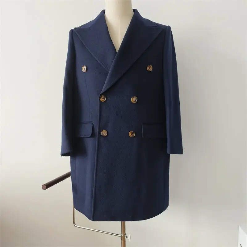 Women cashmere  Coats Autumn Winter Solid Color Cold Resistant  long Woolen Overcoat shawl lapel Casual Trench Coat female