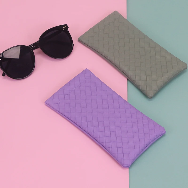 New Case Pouch Leather Eyeglasses Faux Suede Eyeglasees Packaging Bag With Flap Pouches For Sunglasses