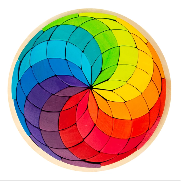 Wooden Large Spiral Circle Puzzle Wooden Rainbow Toys Large Color Spiral Puzzle other wooden toys for kids