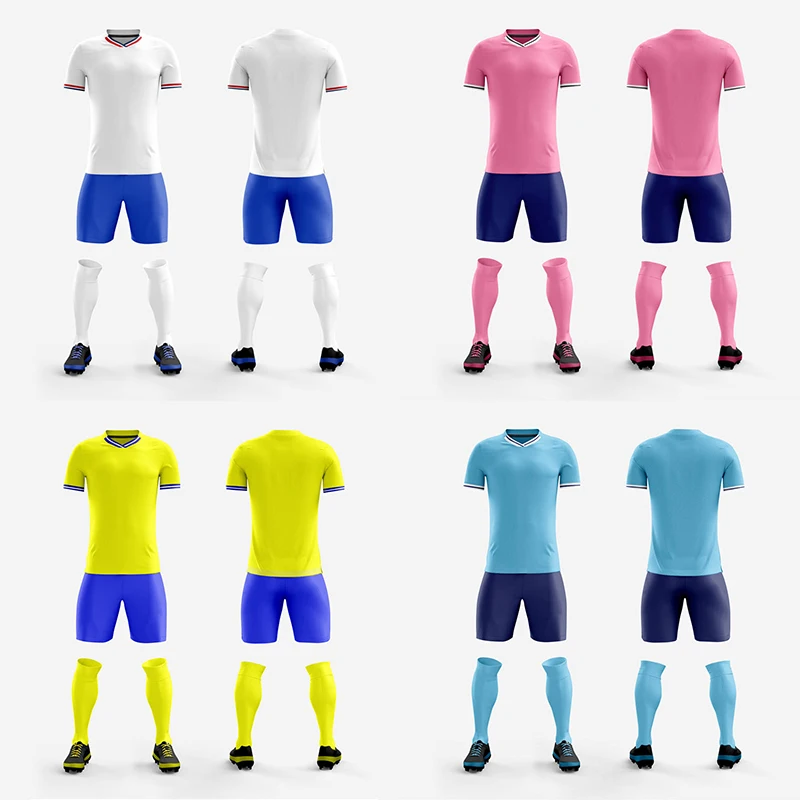 Pink Soccer Wear Sports Training Uniform With Team Logo 100% Polyester Blank Generic Soccer Jersey