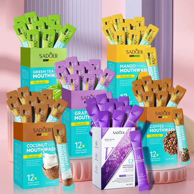 New Arrival Mint Flavored Green Tea Watermelon Mango Coconut Grape Coffee Mouthwash Freshening Breath Whitening Teeth Oral Care