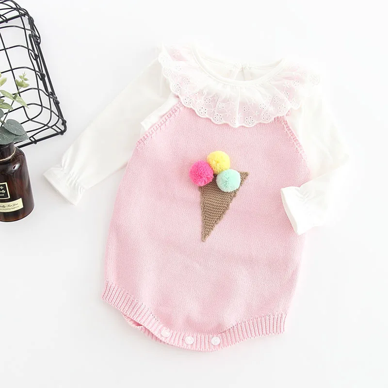 
Wholesale Cute Knit Latest Fashion Infant Baby Girls 3D Rompers For New Born 