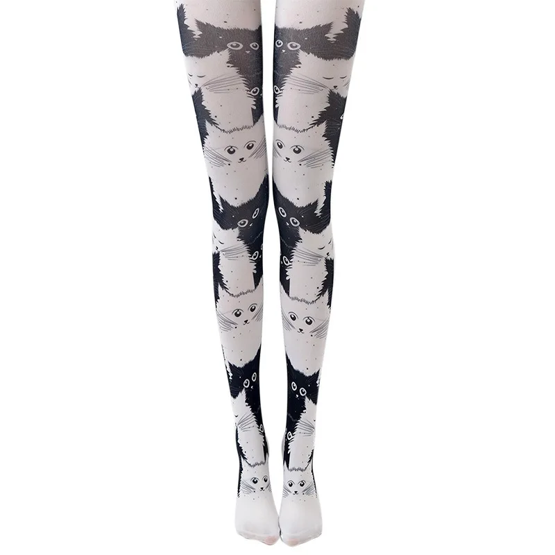 Бархатные рождественские чулки Socksmate для домашних животных Колготки с 3D Цифровым принтом кота термотрансферные сексуальные женские колготки