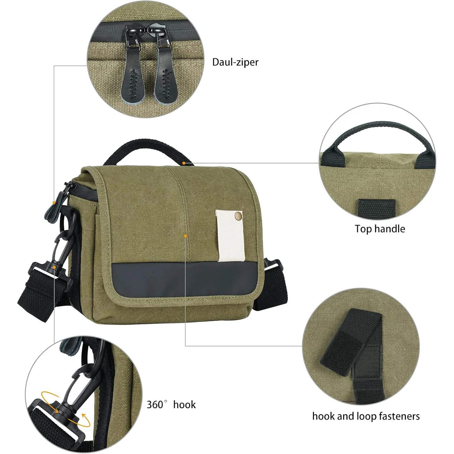 waterproof camera bag Small Mirrorless Camera Shoulder Bag Canvas Compact Camera Messenger Bag Case for Women and Men