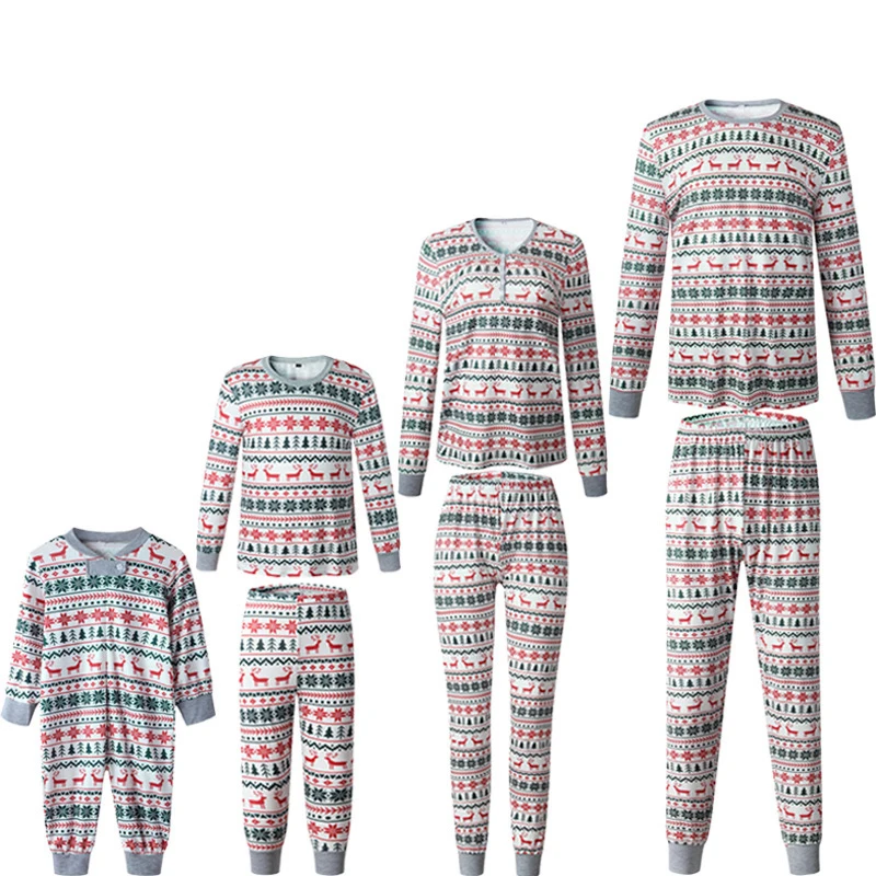 Wholesale Family Cotton Xmas Pajama Sets Custom Print Men Women Kids Baby Matching Clothing Christmas Pajamas