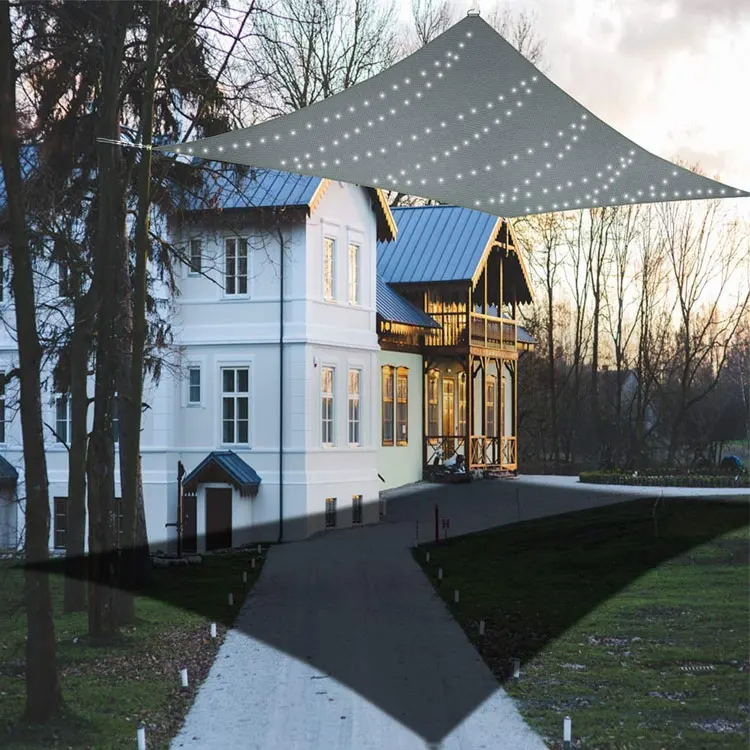 
Waterproof Commercial Restaurant Cafe Hotel Patio Sun Shade Sail Outdoor Triangle Rectangle LED Sun Shade Sails 