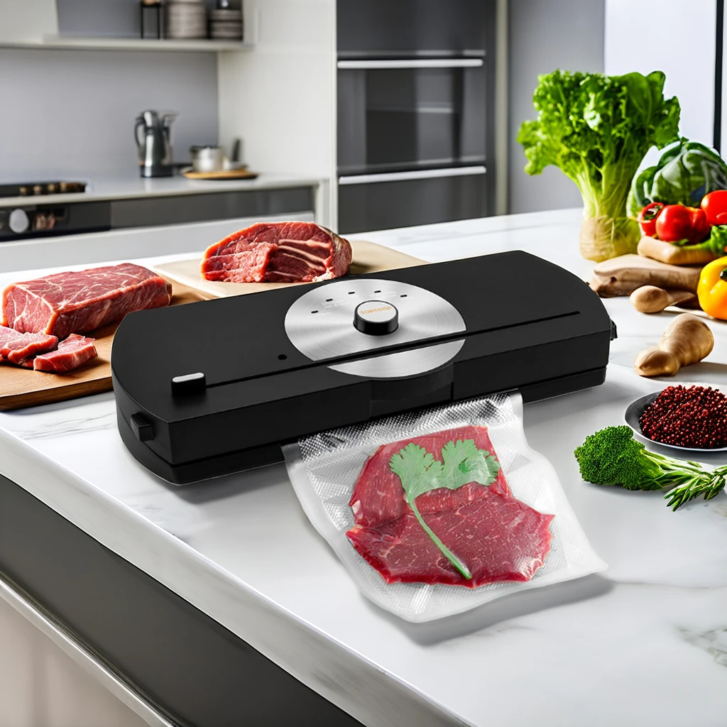 Household Vacuum Sealer Food Preservation Compact Detachable Design with Built-in Cutter Dry & Moist Food Modes